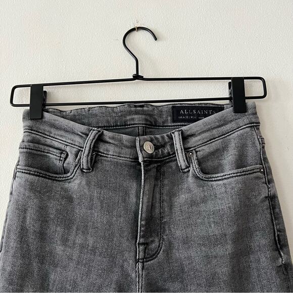 AllSaints Grace Grey Destroy Ankle Jeans - Picture 5 of 9